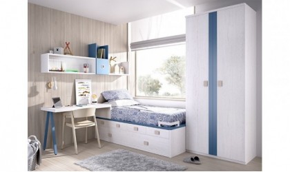 Dormitorio juvenil completo con acabado en azul en Murcia.