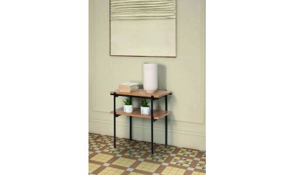 Mesa de madera chapada y metal